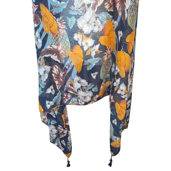 2/$30 Bohemian Geometric Tassel Scarf Navy Orange Blue Cotton And Linen - Picture 10 of 15